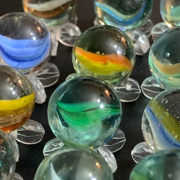 Vintage Bennington & Cat's Eye Colorful Clay & Glass Marbles Multi-Color Marbles - Picture 9 of 16
